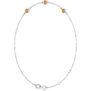 14K White Gold Natural Citrine Bezel-Set 3-Stone 6 1/2-7 1/2" Bracelet – image 2