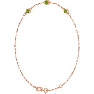 14K Rose Gold Natural Peridot Bezel-Set 3-Stone 6 1/2-7 1/2" Bracelet – image 2