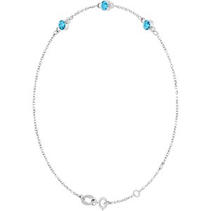 14K White Gold Natural Aquamarine Bezel-Set 3-Stone 6 1/2-7 1/2" Bracelet – image 2