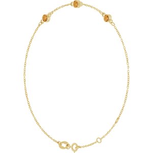 14K Yellow Gold Natural Citrine Bezel-Set 3-Stone 6 1/2-7 1/2" Bracelet – image 2