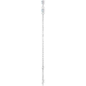 14K White Gold Natural Blue Zircon Bezel-Set 3-Stone 6 1/2-7 1/2" Bracelet – image 3