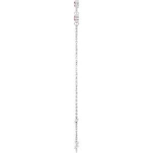 14K White Gold Natural Pink Tourmaline Bezel-Set 3-Stone 6 1/2-7 1/2" Bracelet – image 3