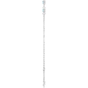 14K White Gold Natural Aquamarine Bezel-Set 3-Stone 6 1/2-7 1/2" Bracelet – image 3
