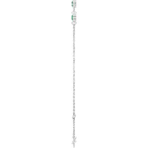 14K White Gold Lab-Grown Emerald Bezel-Set 3-Stone 6 1/2-7 1/2" Bracelet – image 3