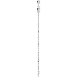 14K White Gold Lab-Grown Blue Sapphire Bezel-Set 3-Stone 6 1/2-7 1/2" Bracelet – image 3