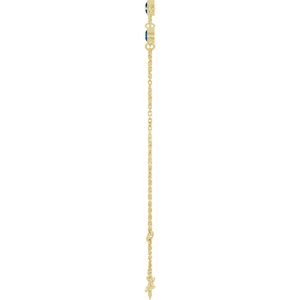 14K Yellow Gold Lab-Grown Blue Sapphire Bezel-Set 3-Stone 6 1/2-7 1/2" Bracelet – image 3