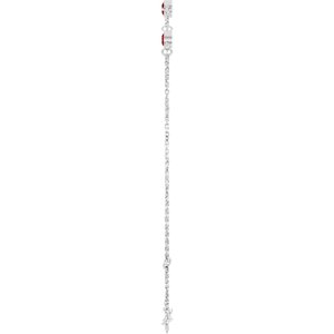 14K White Gold Natural Mozambique Garnet Bezel-Set 3-Stone 6 1/2-7 1/2" Bracelet – image 3