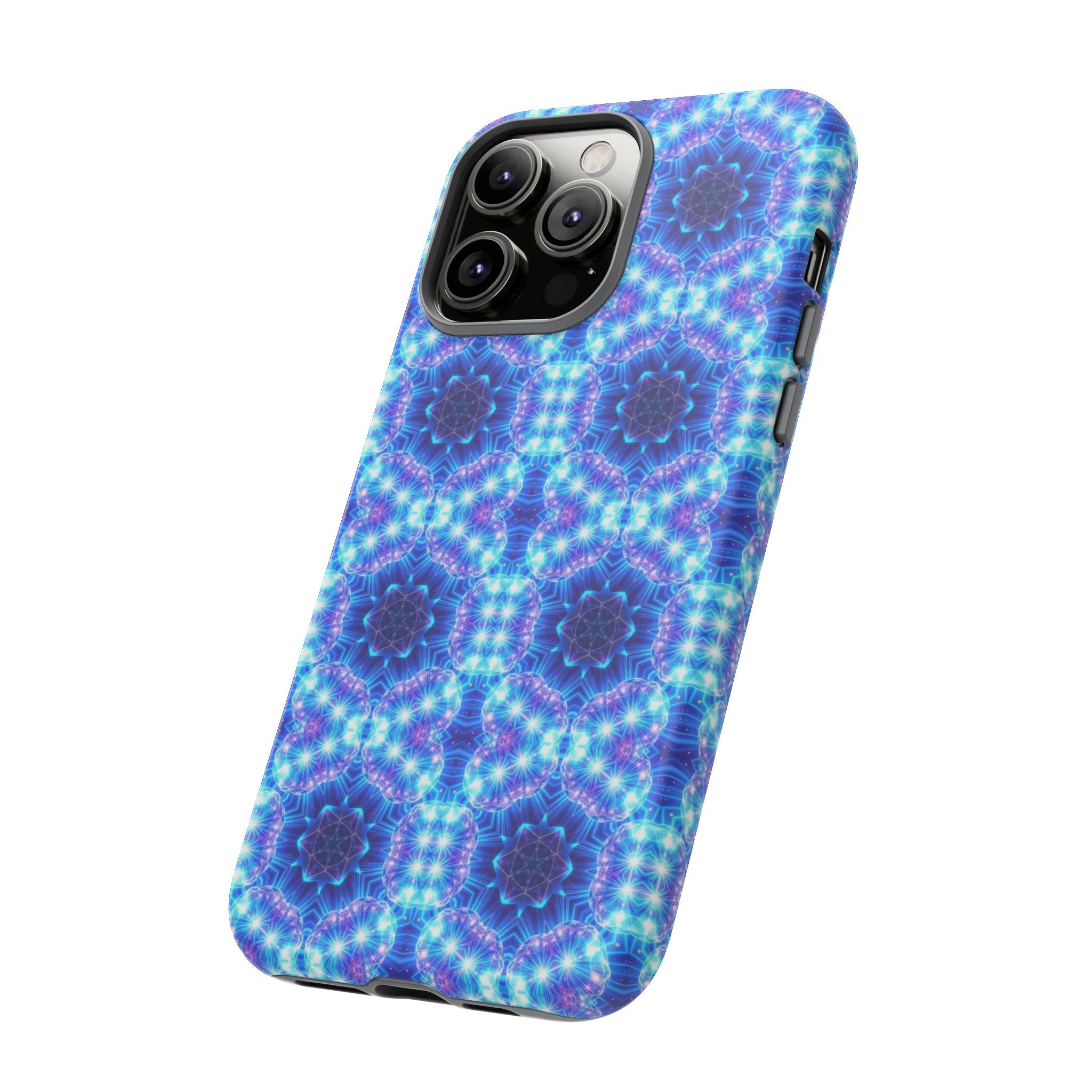 Blue Mandalas with Neon Lights Tough Phone Cases