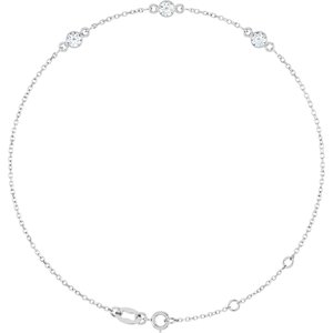 Sterling Silver Natural White Sapphire Bezel-Set 3-Stone 6 1/2-7 1/2" Bracelet