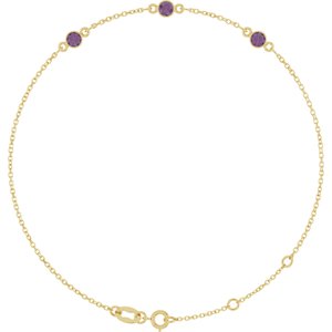 14K Yellow Gold Lab-Grown Alexandrite Bezel-Set 3-Stone 6 1/2-7 1/2" Bracelet