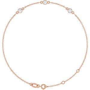 14K Rose Gold 3 mm Round 3-Stone Bezel-Set 6 1/2-7 1/2" Bracelet Mounting