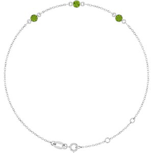 Sterling Silver Natural Peridot Bezel-Set 3-Stone 6 1/2-7 1/2" Bracelet