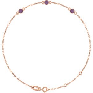 14K Rose Gold Lab-Grown Alexandrite Bezel-Set Three-Stone 6 1/2-7 1/2" Bracelet