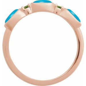 14K Rose Gold Natural Turquoise & Natural Peridot Stackable Ring