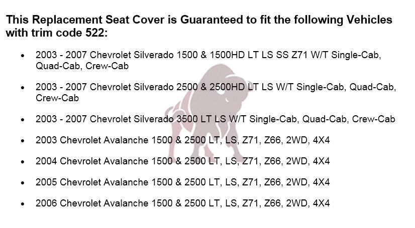 2003-2007 Chevy Silverado/Avalanche Seat Cover in Tan: Choose Leather or Vinyl