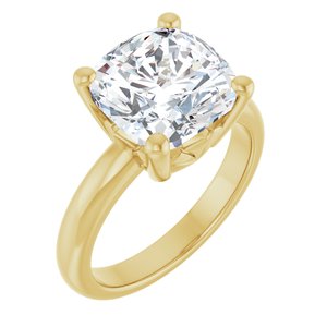 14K Yellow Gold 10x10 mm Cushion Ring Mounting