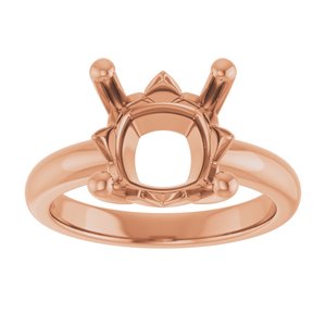 10K Rose Gold 10x10 mm Cushion Ring Mounting – image 6