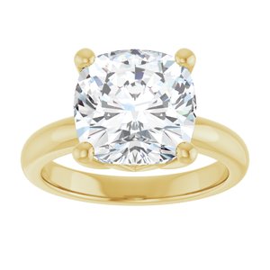 14K Yellow Gold 10x10 mm Cushion Ring Mounting – image 5