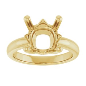 14K Yellow Gold 10x10 mm Cushion Ring Mounting – image 6