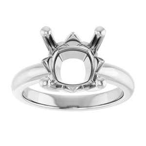 14K X1 White Gold 10x10 mm Cushion Ring Mounting – image 6