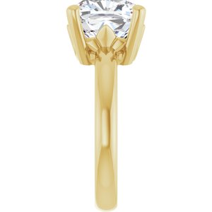 14K Yellow Gold 10x10 mm Cushion Ring Mounting – image 7