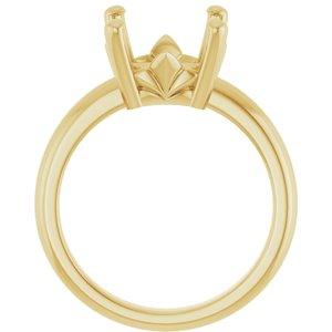 18K Yellow Gold 10x10 mm Cushion Ring Mounting – image 4