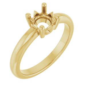 14K Yellow Gold 6/5 mm Round Ring Mounting – image 2