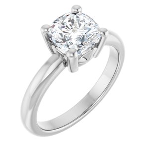 18K Palladium White Gold 7x7 mm Cushion Ring Mounting