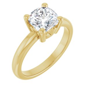 14K Yellow Gold 7x7 mm Cushion Ring Mounting