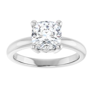 18K Palladium White Gold 7x7 mm Cushion Ring Mounting – image 5