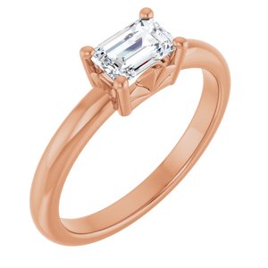 18K Rose Gold 6x4 mm Emerald Ring Mounting