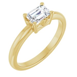 14K Yellow Gold 6x4 mm Emerald Ring Mounting