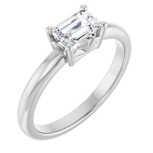 10K X1 White Gold 6x4 mm Emerald Ring Mounting