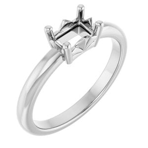 18K White Gold 6x4 mm Emerald Ring Mounting – image 2
