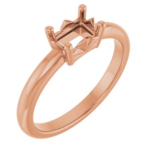 14K Rose Gold 6x4 mm Emerald Ring Mounting – image 2