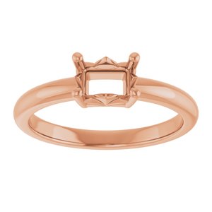 18K Rose Gold 6x4 mm Emerald Ring Mounting – image 6