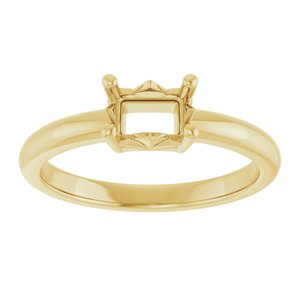10K Yellow Gold 6x4 mm Emerald Ring Mounting – image 6