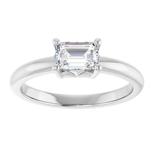14K White Gold 6x4 mm Emerald Ring Mounting – image 5