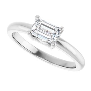 Sterling Silver 6x4 mm Emerald Ring Mounting – image 8
