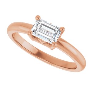 18K Rose Gold 6x4 mm Emerald Ring Mounting – image 8