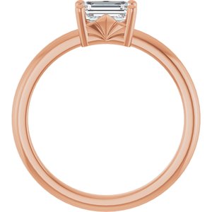 14K Rose Gold 6x4 mm Emerald Ring Mounting – image 3