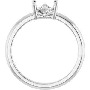 14K X1 White Gold 6x4 mm Emerald Ring Mounting – image 4