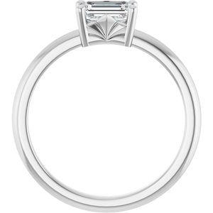 10K White Gold 6x4 mm Emerald Ring Mounting – image 3