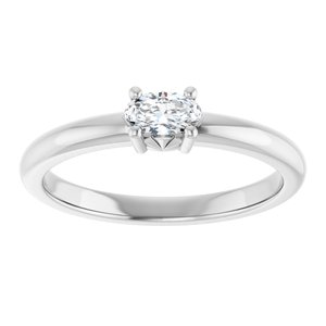 10K White Gold 5x3 mm Oval Ring Mounting – image 5