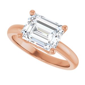 18K Rose Gold 9x7 mm Emerald Ring Mounting – image 8