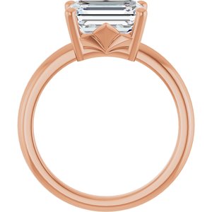10K Rose Gold 9x7 mm Emerald Ring Mounting – image 3