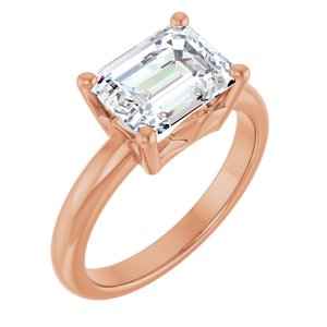 10K Rose Gold 9x7 mm Emerald Ring Mounting