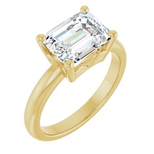 14K Yellow Gold 9x7 mm Emerald Ring Mounting