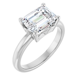 18K White Gold 9x7 mm Emerald Ring Mounting