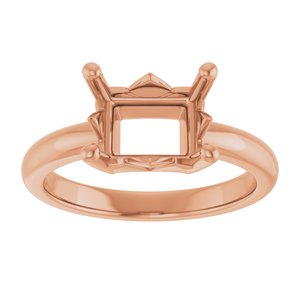 10K Rose Gold 9x7 mm Emerald Ring Mounting – image 6